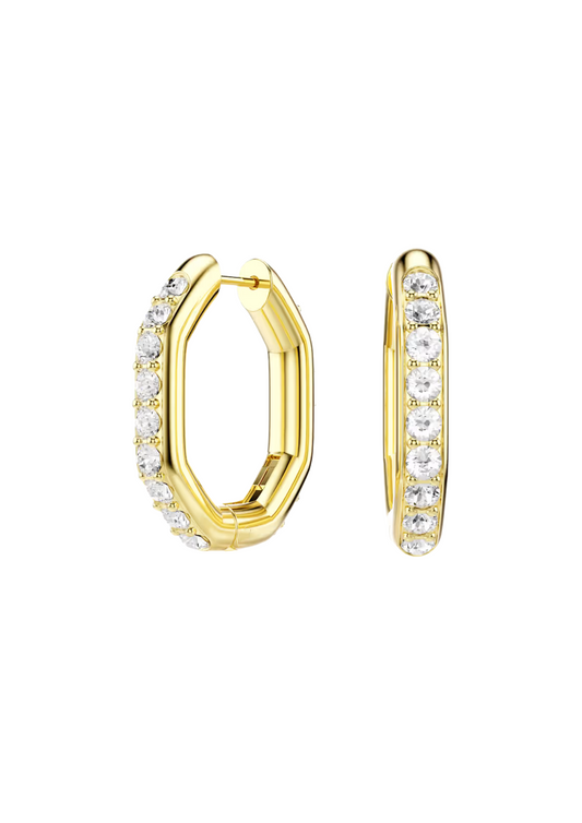 Swarovski Dextera Octagonal Hoop Earrings in Yellow Gold Plated