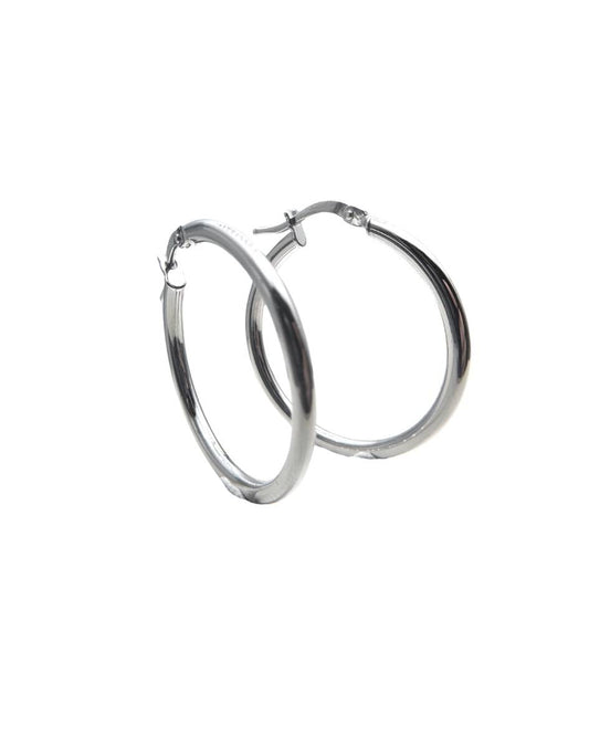 18KT Polished White Gold Hoops