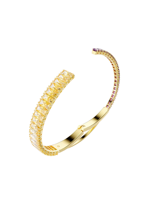 Pulsera rígida Swarovski Matrix Contrariè multicolor bañada en oro amarillo