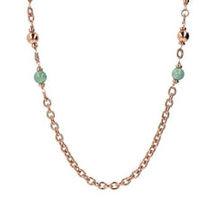 Collana Bronzallure a Catena Rolo con Maglie Rettangolari e Sfere Di Quarzite VerdeWSBZ02136.LGQ