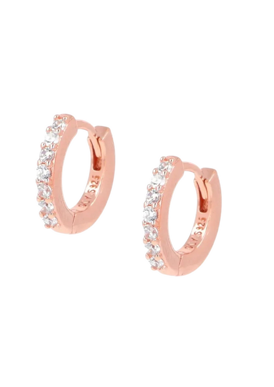 Pendientes circulares rosas Amen con Tennis Mania y circonitas blancas