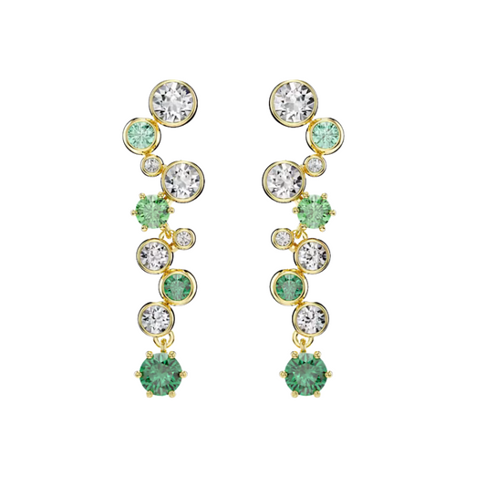 Pendientes colgantes Constella de Swarovski con piedras verdes bañados en oro amarillo
