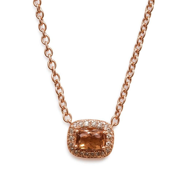 Bronzallure Necklace with Oval Rolo Chain and Pendant with Prism Gem and Pavé