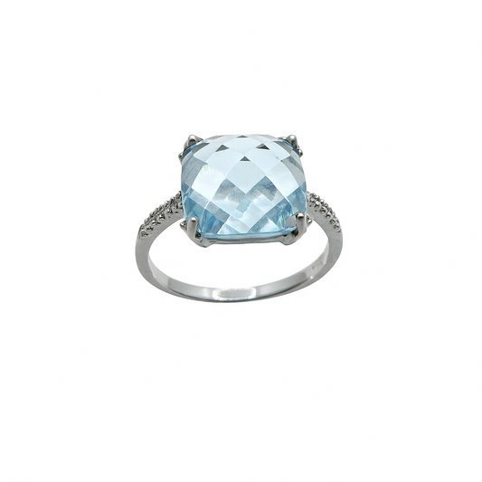 Anello Giorgio Visconti con Topazio Azzurro e Diamanti