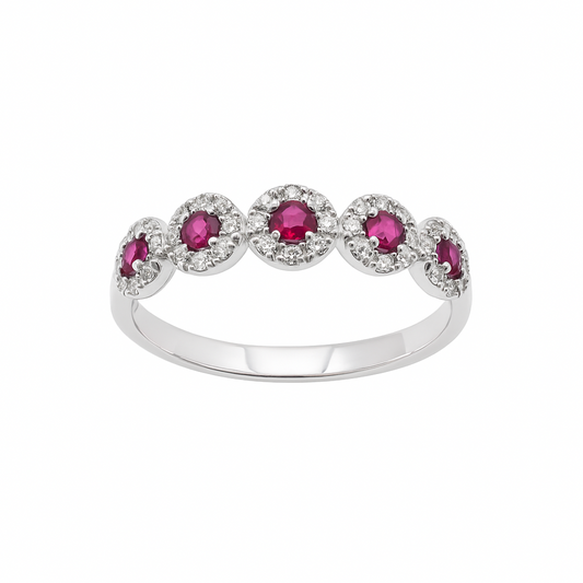 Anello Giorgio Visconti in Oro Bianco con Rubini e Diamanti