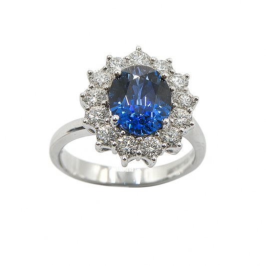 Anillo Mirco Visconti Kate en oro blanco con zafiro y diamantes