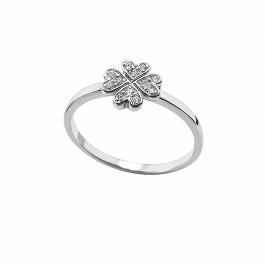Anillo Mirco Visconti Quadrifoglio en oro blanco con diamantes
