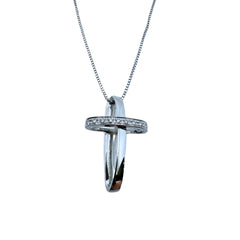 Collar de oro Mirco Visconti con colgante tridimensional de cruz y diamantes
