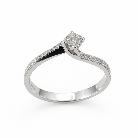 Anillo solitario Davite&amp;Delucchi en oro blanco con diamante central y en el mango