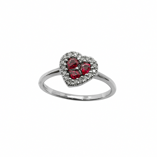 Anillo de corazón Davite&amp;Delucchi con rubíes y diamantes