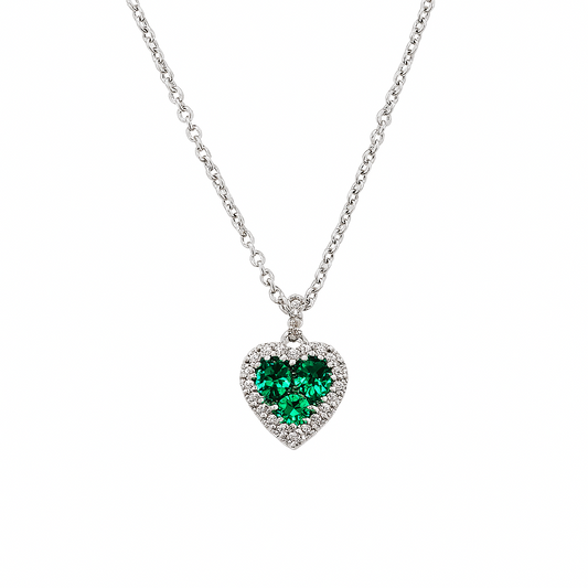 Collana Davite&Delucchi con Pendente Cuore con Smeraldi e Diamanti