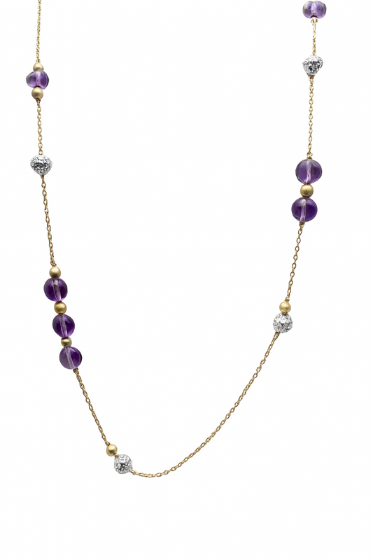 Collana Novello in Oro Giallo e Bianco 18 KT con Ametiste
