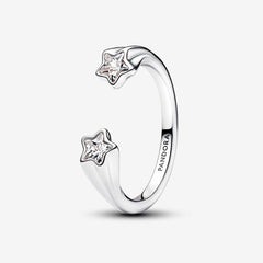 Anello Pandora Aperto Stelle Cadenti Argentato