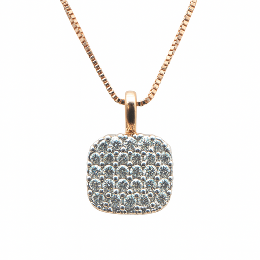 Collana in Oro Rosa 18 KT con Pendente con Zirconi Bianchi