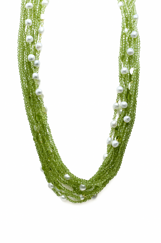 Collana Rajola Valzer con Peridoto, Perle e Madreperla