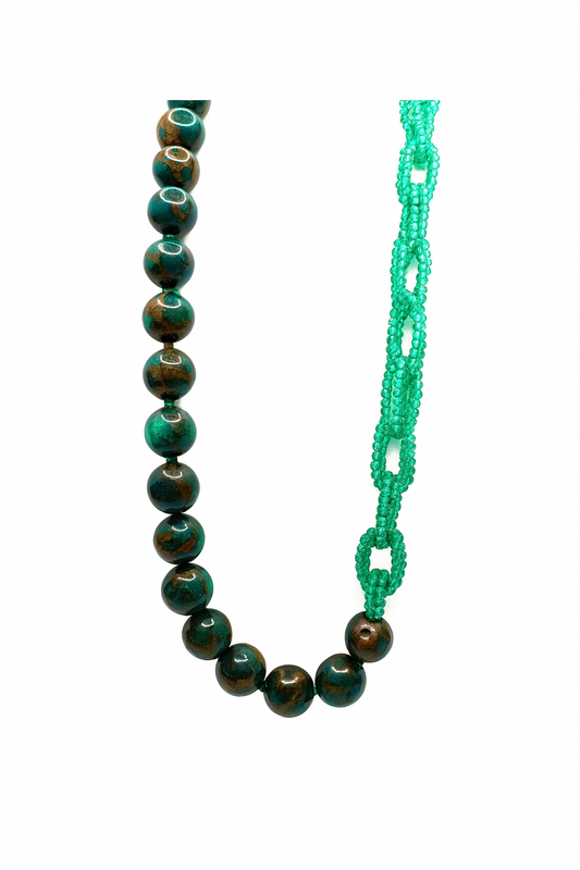 Collana Rajola Tecna con Gold Stone, Agata e Madreperla