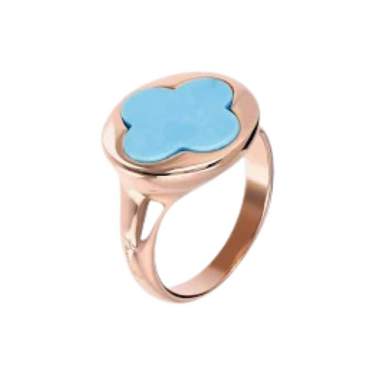 Anello Bronzallure Cocktail Con Quadrifoglio In Magnesite