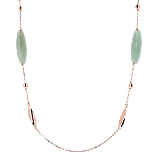 Bronzallure Long Necklace With Green Aventurine