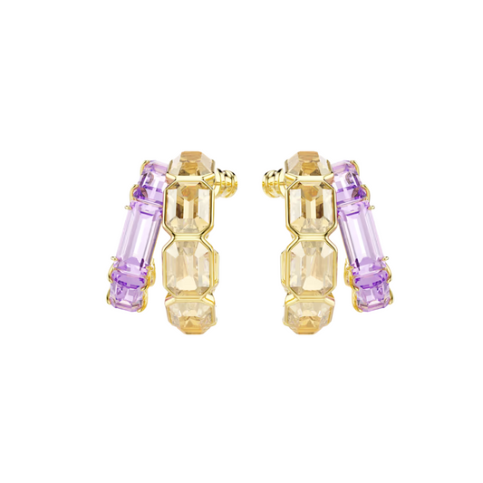 Pendientes de aro Swarovski Millenia en tonos caramelo y morado con baño de oro amarillo