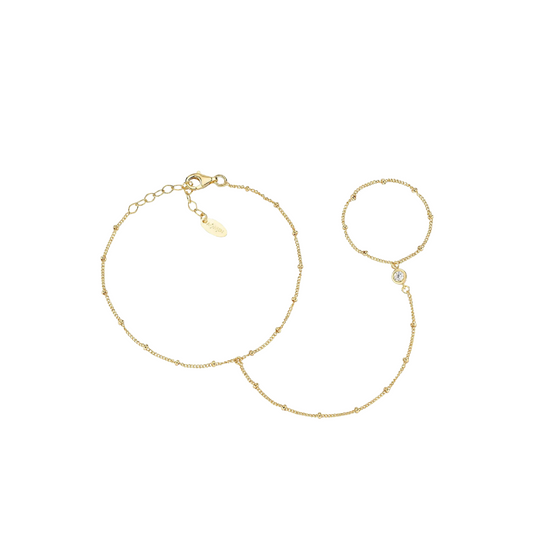 Beso de mano Amén dorado con esferas y circón