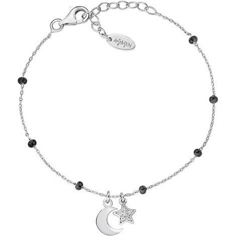 Pulsera Amen Candy en plata con pavé de estrella y luna
