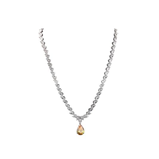 Collana Stardust Girocollo Con Zirconi Bianchi E Goccia Gialla