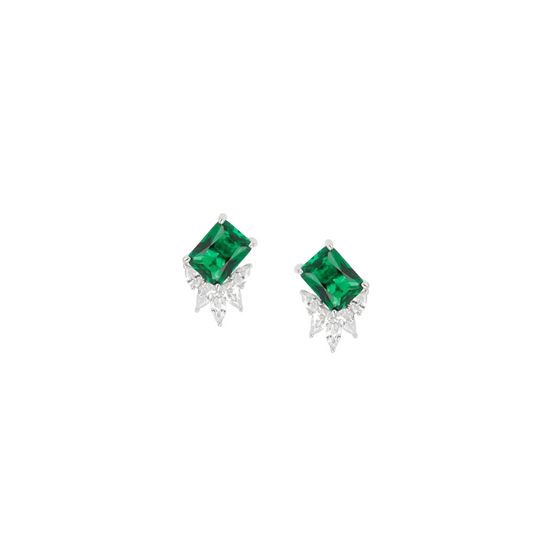Pendientes Stardust con circonitas blancas y verdes