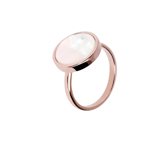 Anello Bronzallure Cocktail Con Madreperla Bianca Tonda