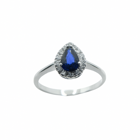 Anello Bibigì Goccia In Oro Bianco Con Pietra Preziosa Rubino, Smeraldo E Zaffiro