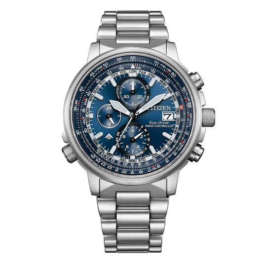 Orologio Citizen Crono Pilot Acciaio 41mm Quadrante Blu