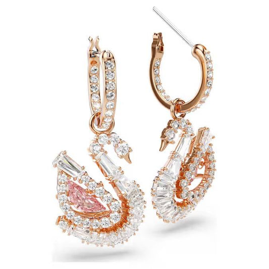 Orecchini Swarovski Pendenti Swan Pavè Cigno Rosa
