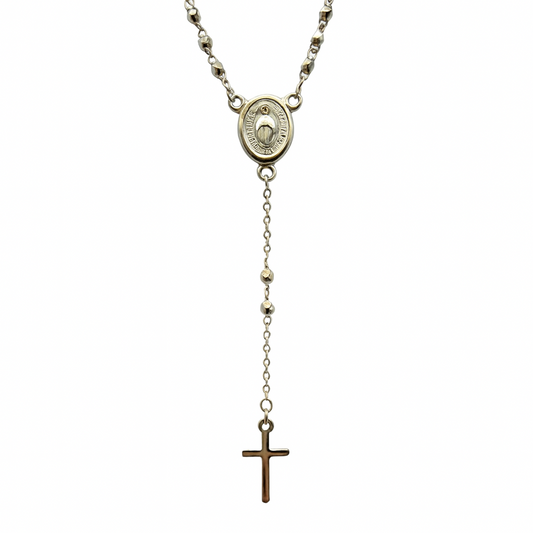 Collana Rosario a Y con Sfere Diamantate in Oro Giallo 18 KT
