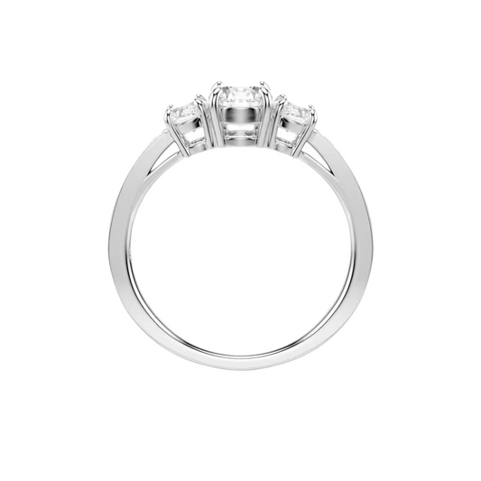 Anello Swarovski Trilogy con Pietre Bianche in Rodio Bianco