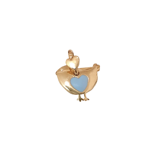 Dodo Mariani Blue Heart Chick Charm in 9K Rose Gold