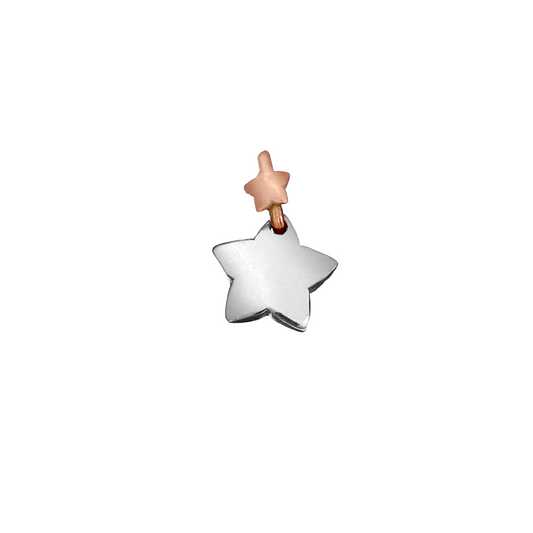 Dodo Mariani Large Star Charm in Silver and 9K Rose Gold