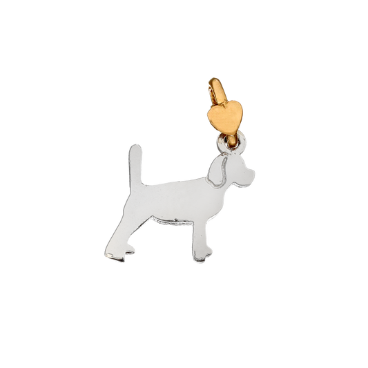 Dodo Mariani Beagle Charm in Silver and 9K Yellow Gold