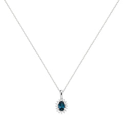 Stroili Amélie 9K White Gold Cable Chain Necklace with London Blue Topaz 1413268
