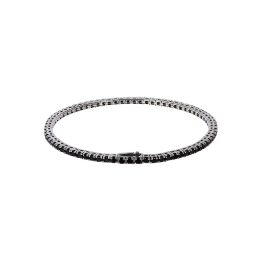 Pulsera de tenis Albert M. en plata con espinela negra