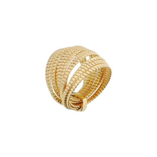 Anello Etrusca A Fascia Con Trama A Coste Multifilo