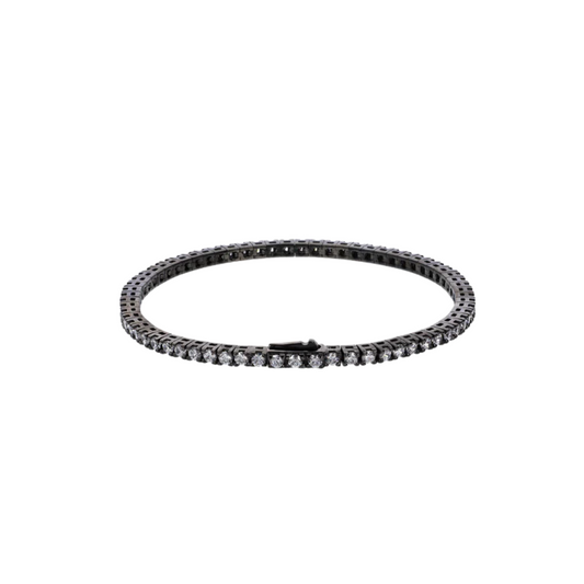 Pulsera de tenis Albert M. en plata con baño de rutenio y circonitas blancas