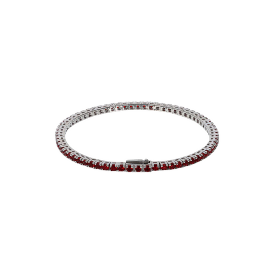 Pulsera de tenis Albert M. en plata con circonitas rojas