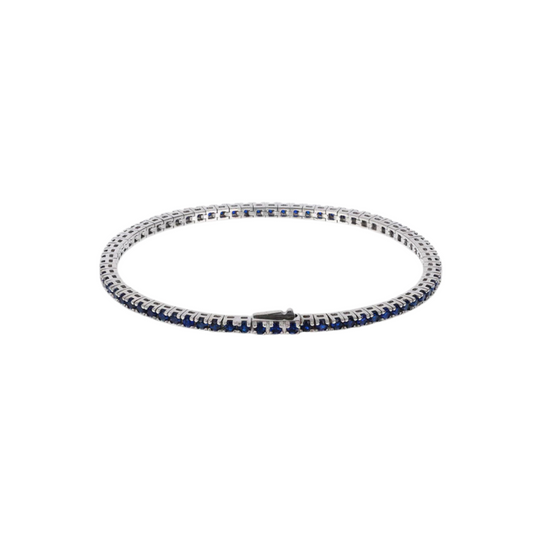 Pulsera de tenis Albert M. en plata con circonitas azules