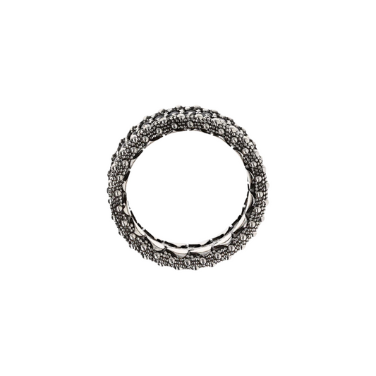 Anello Albert M. A Fascia Con Spinello Nero E Bordi Texture Riccio Di Mare
