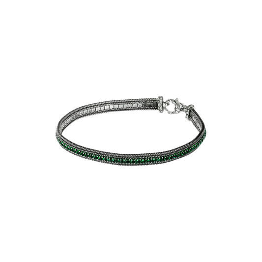Bracciale Albert M. Con Catena Spiga E Cubic Zirconia Verde