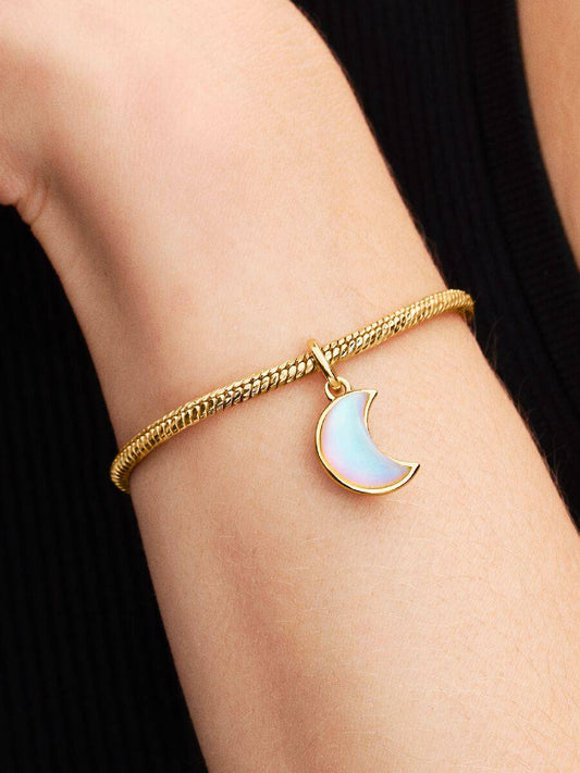 Pandora Faceted Snake Chain Bracelet with Heart Clasp in 18K Yellow Gold Plating