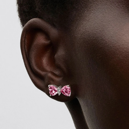 Orecchini Pandora Fiocco Luminoso Rosa Grande