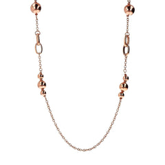 Bronzallure Long Necklace with Interwoven Oval Links and Polished Beads