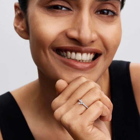 Anello Pandora Farfalla Luminosa Bianca