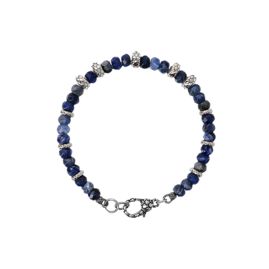 Bracciale Albert M. Con Rondelle Texture Sirena In Argento E Sodalite