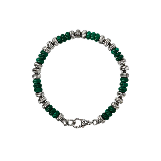 Bracciale Albert M. Con Rondelle In Argento E Malachite